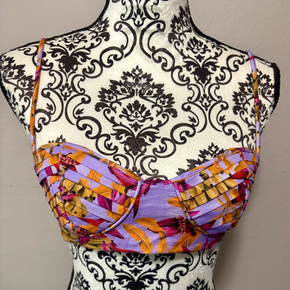 FARM RIO Banana Pingo Printed Bralette Top - Picture 6 of 11